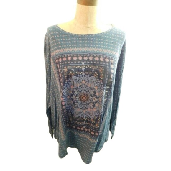 Lucky Brand Size 1X Boho long sleeve knit top NWT $39.50 Plus Size - Picture 1 of 2